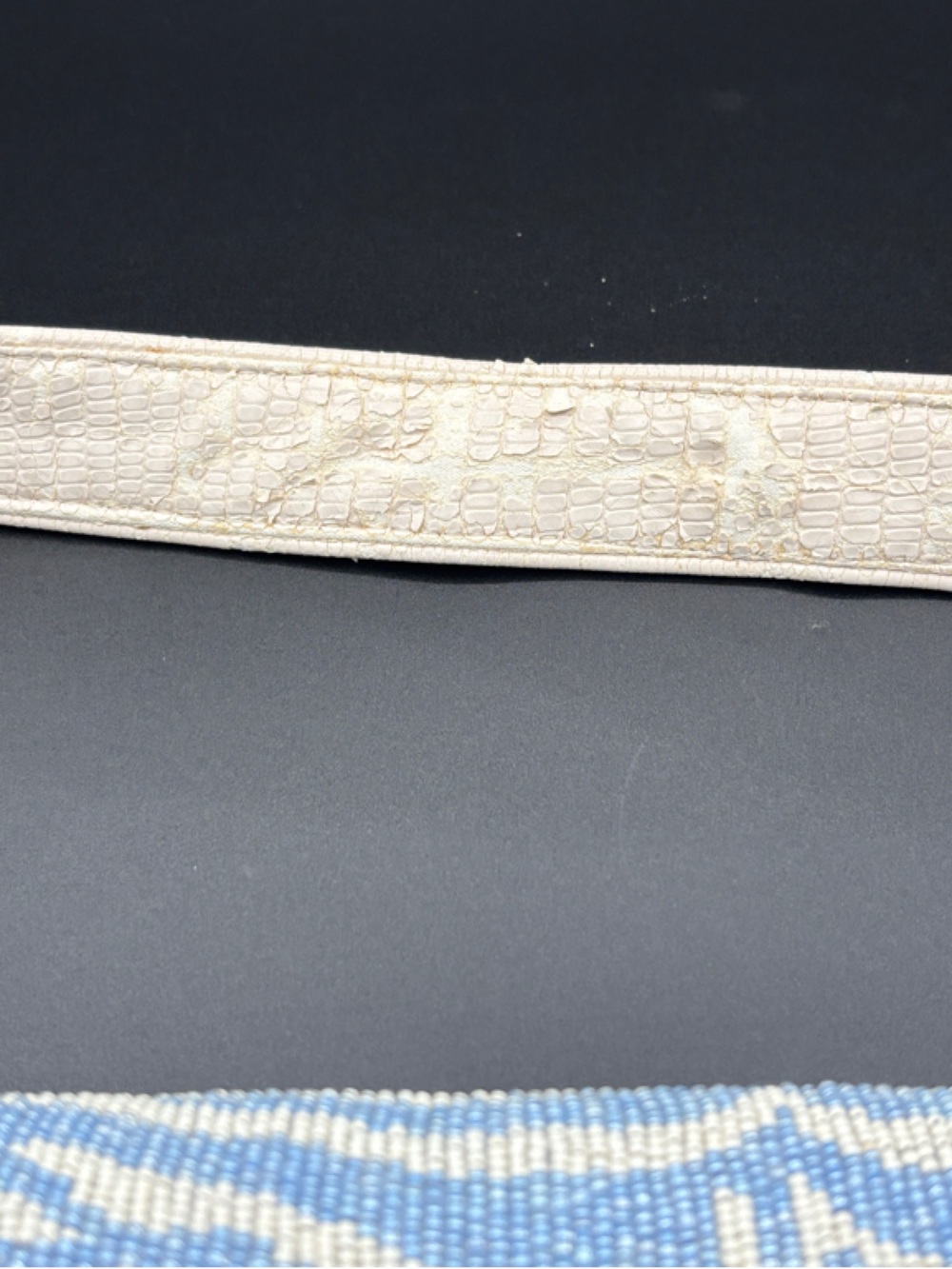 STAUD Tommy Beaded Shoulder Bag - Blue & White - Interior Strap is Peeling Some - Picture 12 of 13